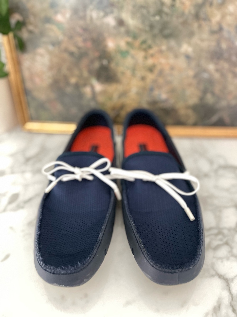 SWIMS Loafers Preppy Navy Blue Boat Shoes Yachting Beach Pool - Picture 2 of 6